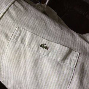 Lacoste green stripe button down